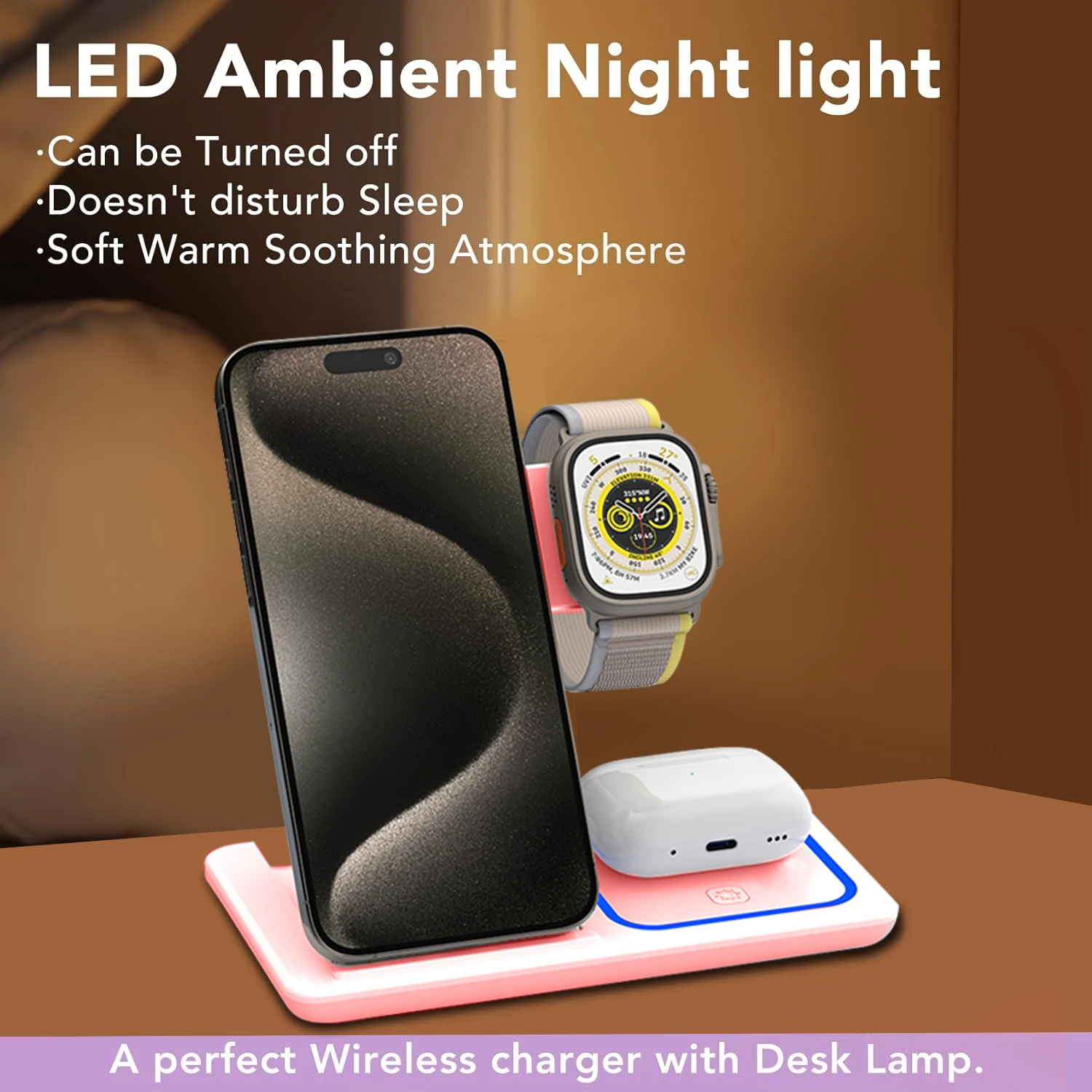 15W LED Fast Wireless Charger Stand 3 in 1 Foldable Charging Station For IPhone17 16 15 14 13 1Apple Watch 9 8 7 6 5 Airpods Pro