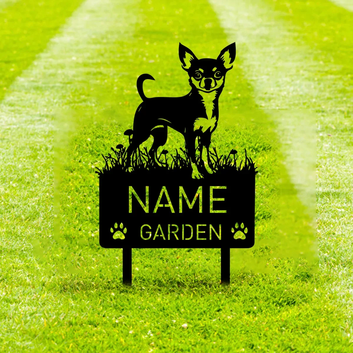 Custom Chihuahua Dog Metal Memorial Garden Stake Personalized Pet Grave Marker Name Sign Remembrance Stake Decor Sympathy Dog