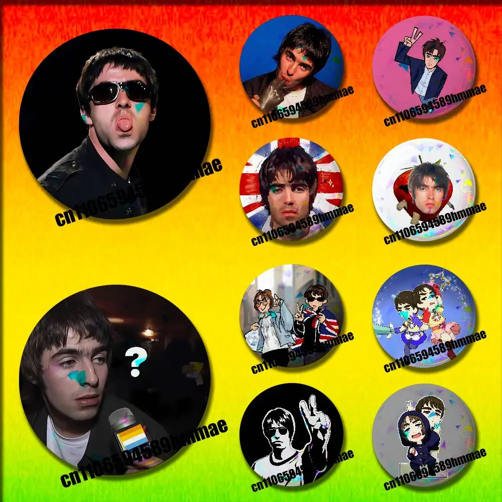 For L-Liam Gallagher O-Oasis Emblem Round Pins Insignia Badge Cover Ornament 75mm Cosplay Brooch Button