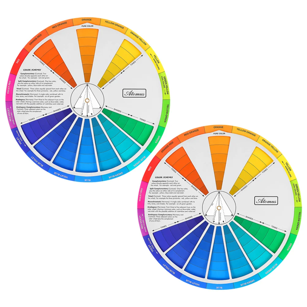 2 Pcs Color Card Gradient Wheel for Painting Standard Learning Paper Wheels Mixing Guide