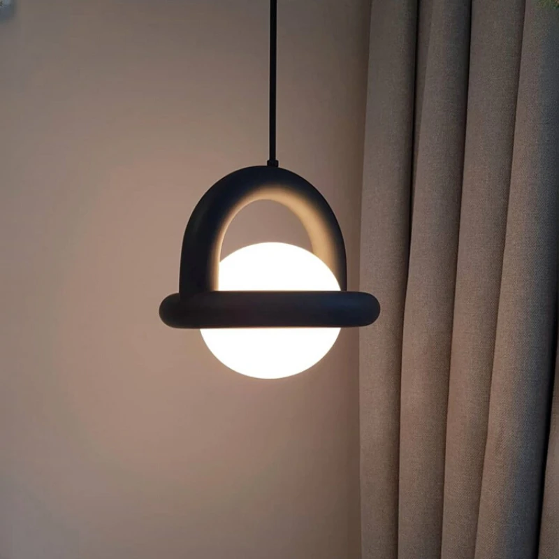 Danish designer bedroom bedside pendant lamp Nordic art master bedroom round ball shaped long line balloon small pendant lamp