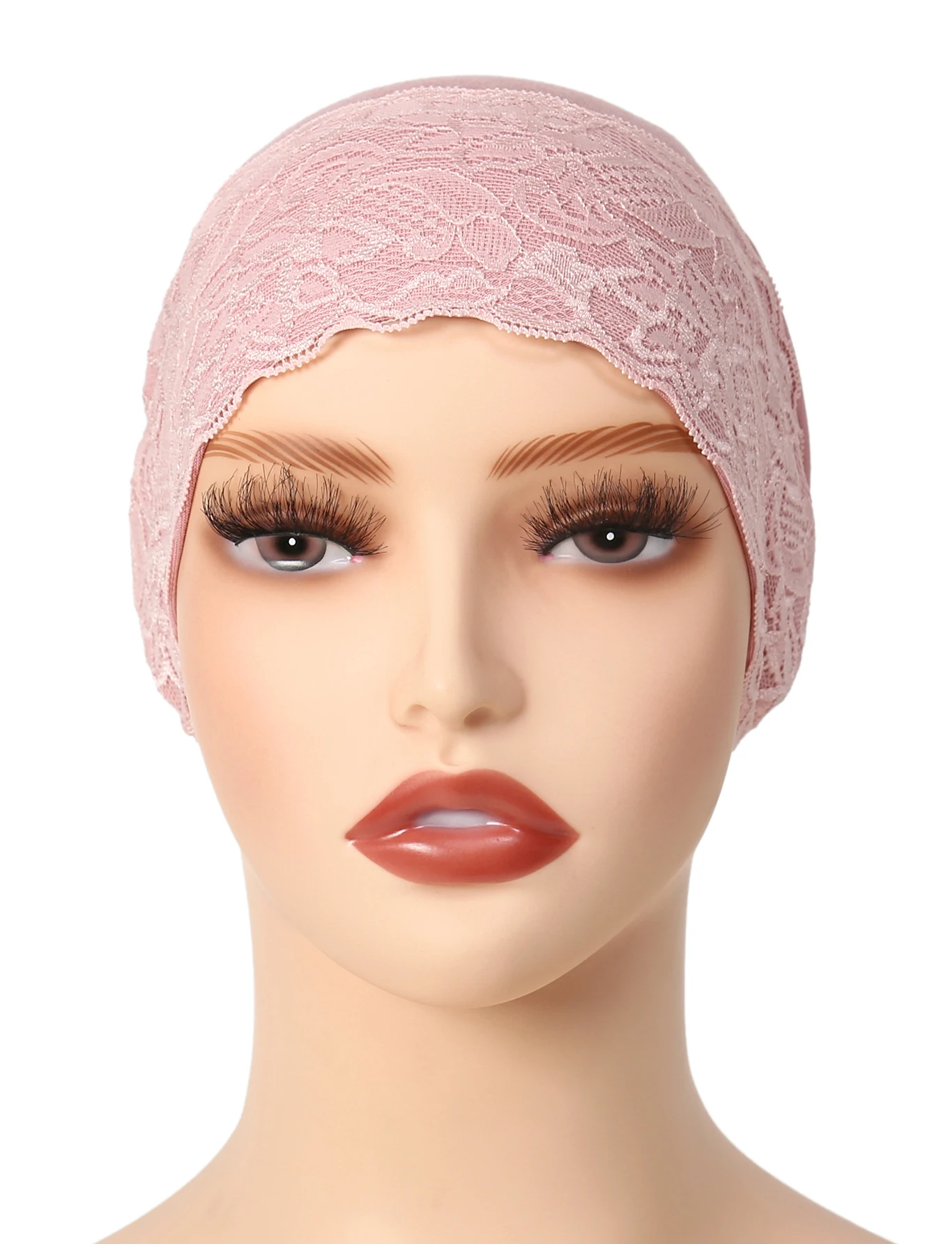 Solid Color Elastic Strap Women Hijab Caps Muslim Wrap Head Turban Bonnet Fashion Lace Headdress Islamic Clothing Accessories