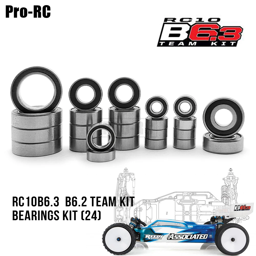 24Pcs Complete Bearings Kit for Team Associated Kit B6.3 B6.3D B6.2 RC10B6.3 RC10B6.2 Buggy Off-road RC Car