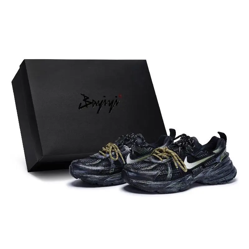 

【Customize】Nike V2K Run Running Shoes Unisex Low-top Green/black Sneakers shoes FD0736-001