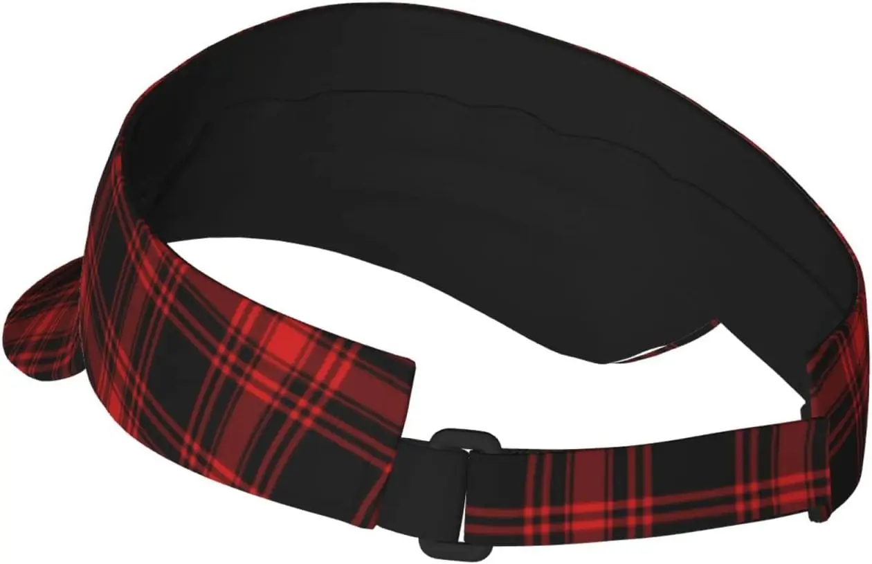 Christmas Red Black Tartan Check Scottish Pattern Sunscreen Visor Hats for Women & Men, Sport Empty Top Baseball Sun Cap,