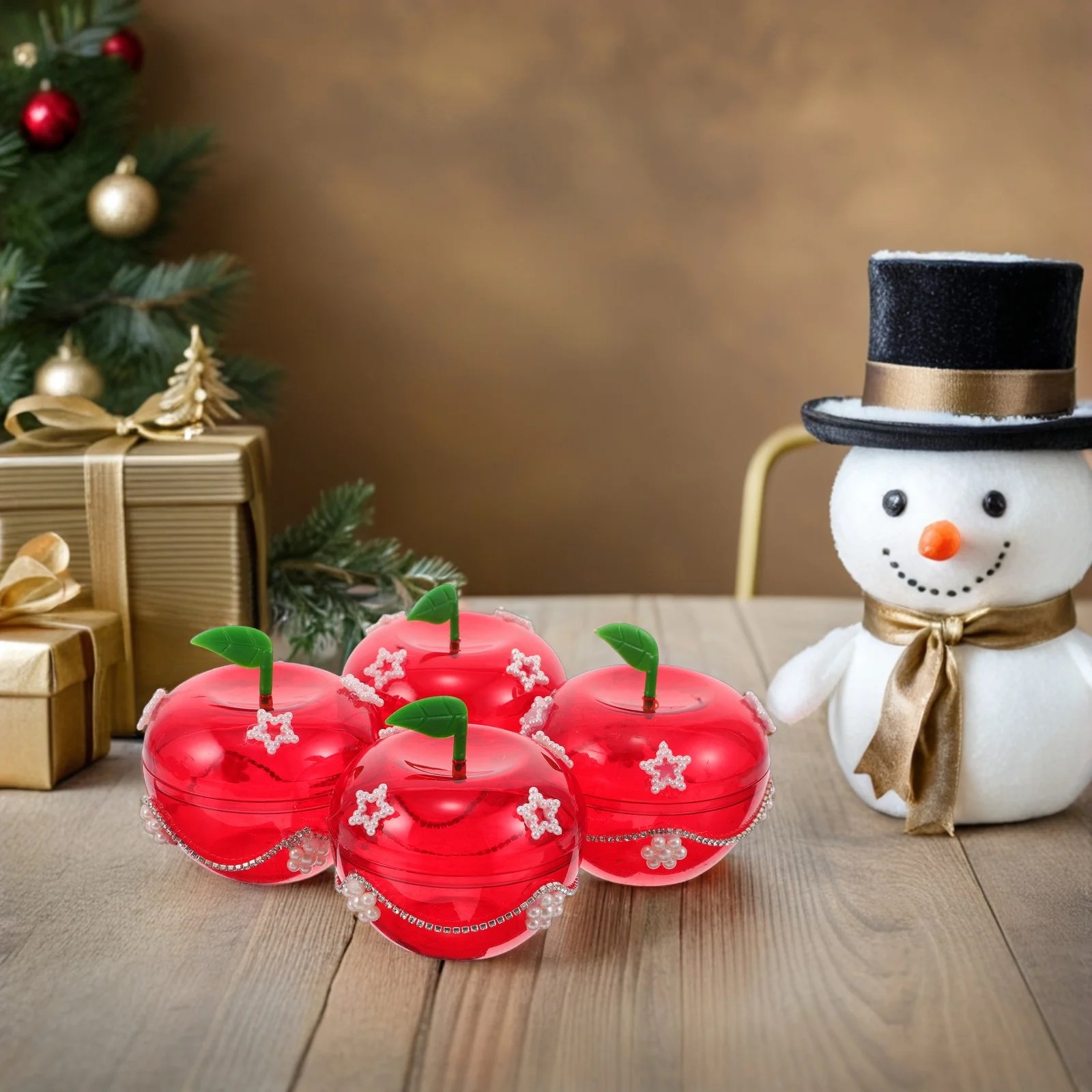 

6Pcs Apple Candy Box Red Lid Chocolate Packaging Container Holiday Party Favor Candy Storage Chocolate Packaging