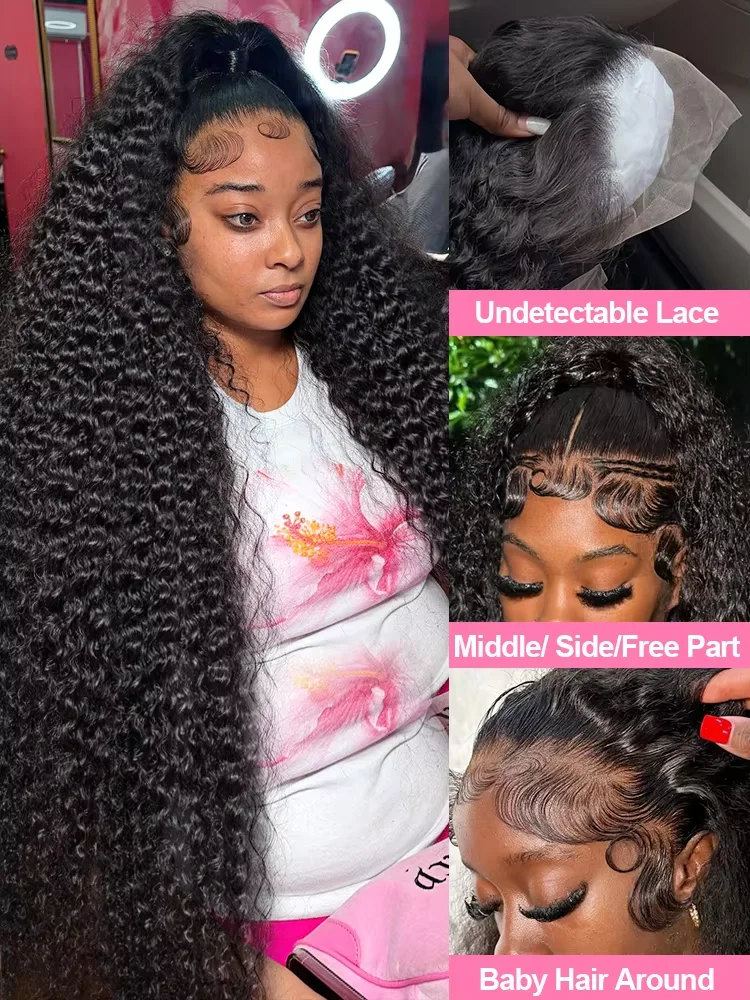 30 36 بوصة مجعد HD 13x6 الدانتيل الباروكات الأمامية شعر الإنسان موجة عميقة البرازيلي موجة المياه الدانتيل شعر مستعار أمامي للنساء السود Preplucked #2