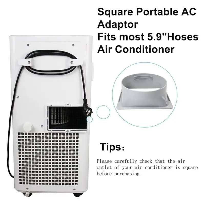 ABBK-Exhaust Hose 5.9 Inch Portable For Air Conditioner, Fits Square Suit For Air Conditioning Exhaust Port
