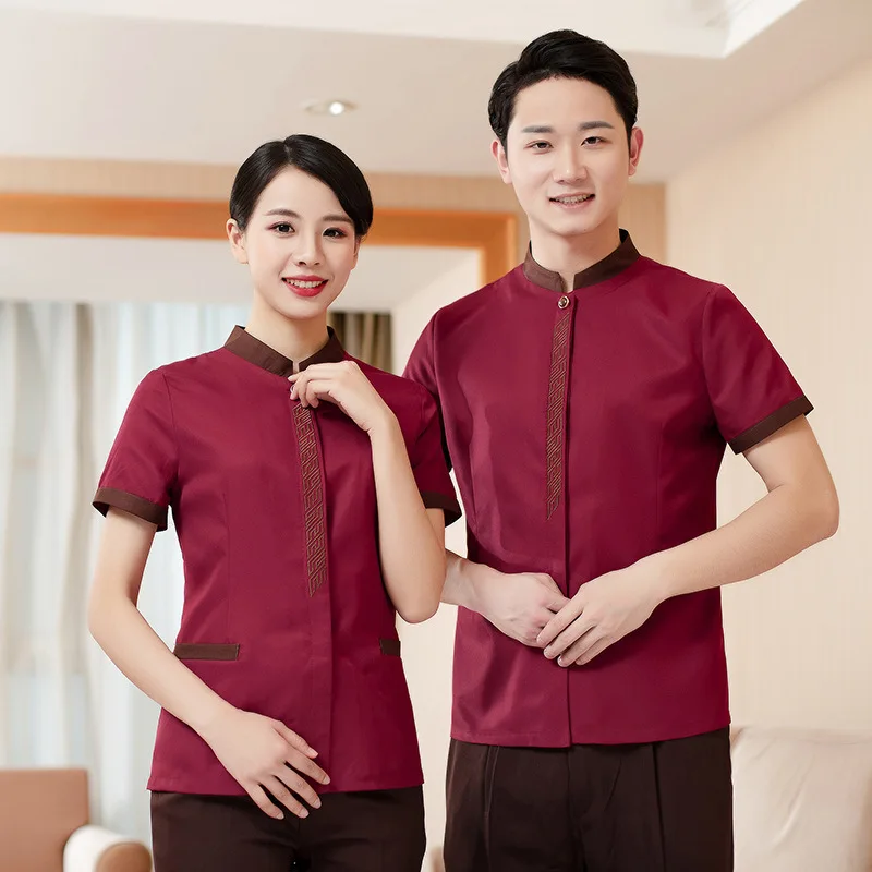 زي عمل تنظيف المول للنساء، كم قصير، مصاحف غرفة الضيوف في الفندق، عمة تنظيف الممتلكات الأرضية، نمط صيفي رقيق