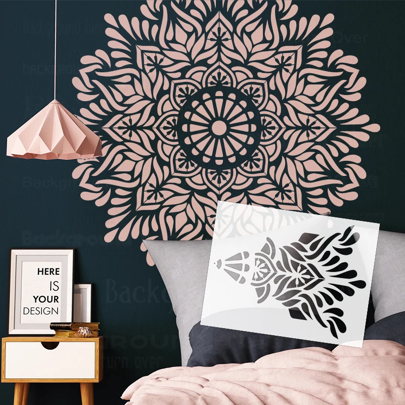Plantilla de Mandala Extra grande de 80cm - 120cm para pintar plantillas de decoración de pintura de flores de pared redonda grande plantilla de suelo paredes S200
