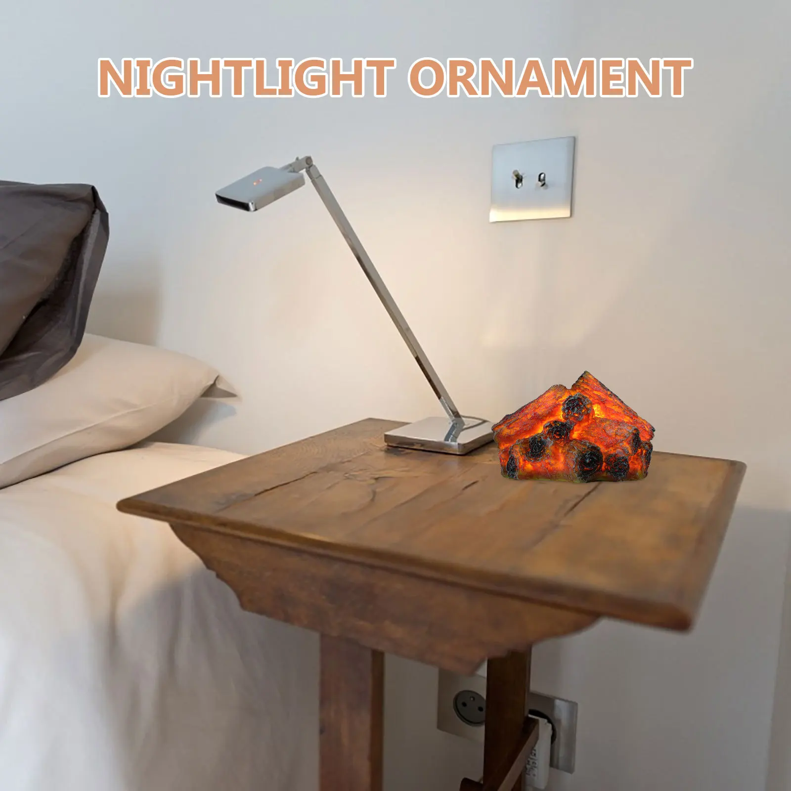 مصباح لهب فحمي محاكاة من الراتنج - مصباح حريق مزيف خفيف لتزيين المنزل والهالوين وأجواء مريحة #2