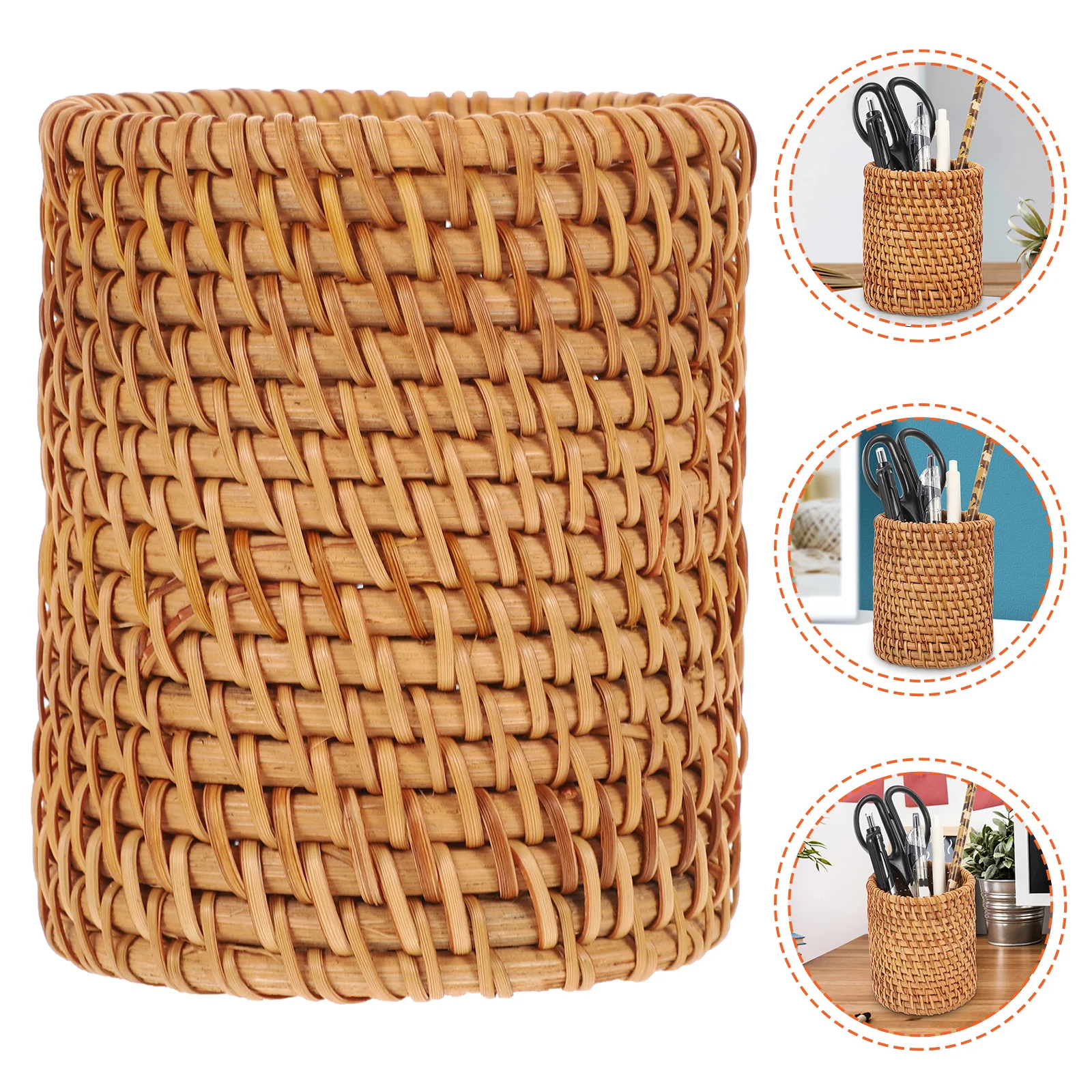 

Pen Holder for Desk Stationery Storage Box Pencil Caddy Utensils Organizer Wicker Stand -shaped Holders
