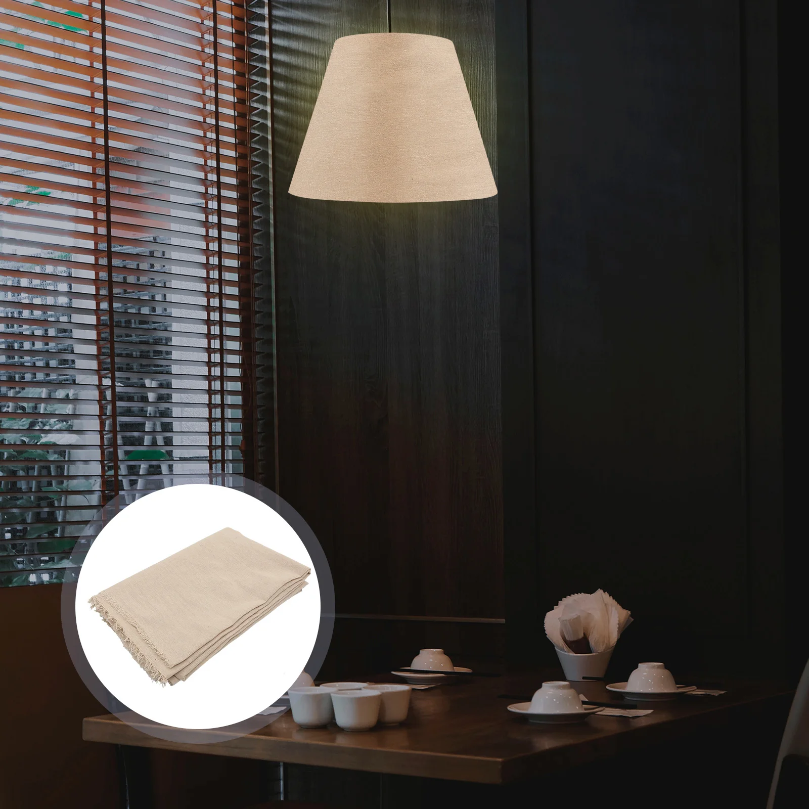 

2 Pcs Lamp Shade Lampshade Fabric Material Light Shades Covering Pleated Kit Beige