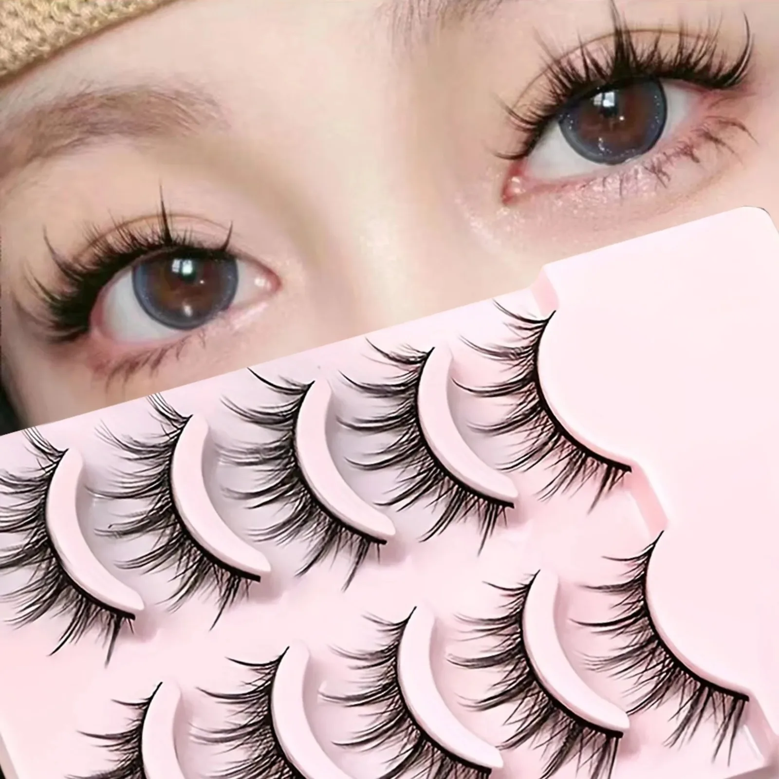 Anime False Eyelash 5 pairs of Little Devil Eyelash Natural Daily Makeup Manga Eyelash Transparent Terrier Eyelash