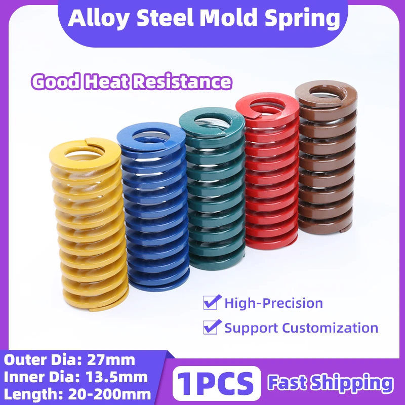 

Creamily 1PCS Die Springs Spiral Stamping Compression Mould Springs OD27mm ID13.5mm Length20-200mm Yellow/Blue/Red/Green/Brown