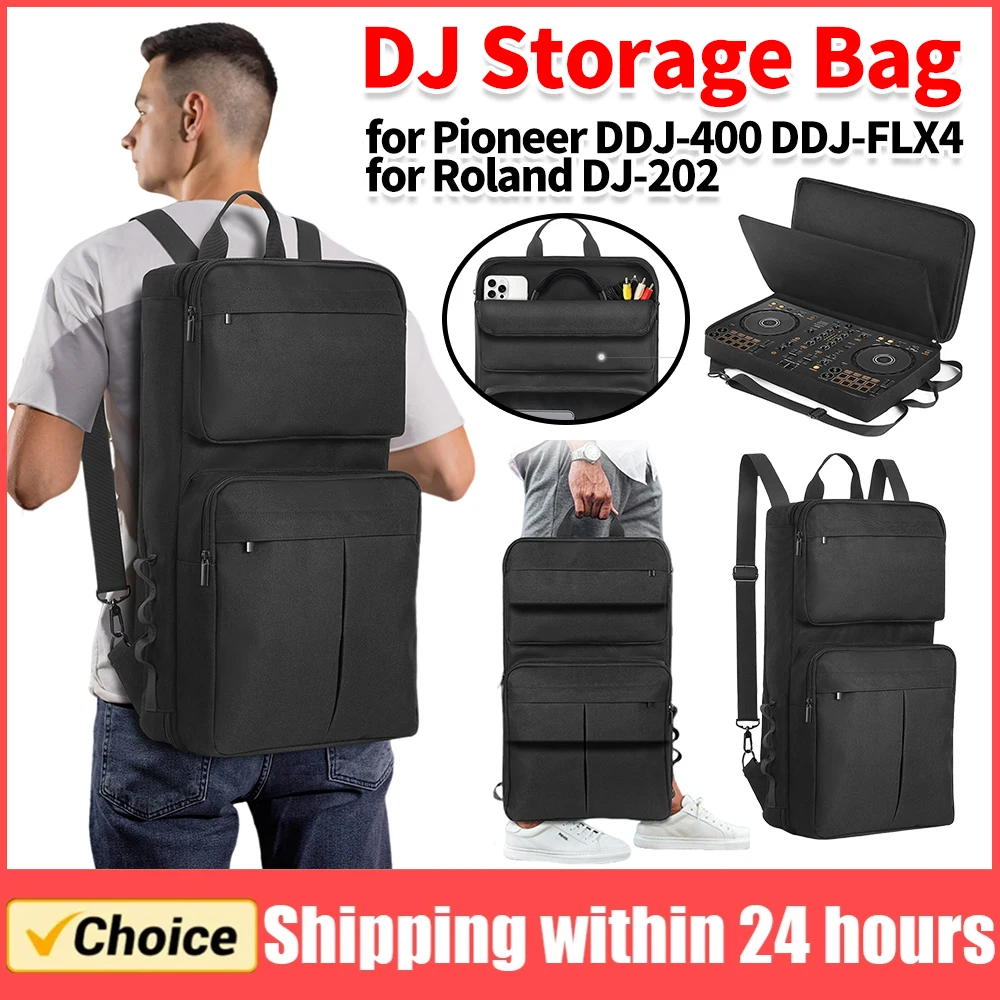 DJ Backpack for Pioneer DDJ-400/DDJ-FLX4 for Roland DJ-202 DJ Controller Case Anti-scratch Portable Storage Bag Travelling Case