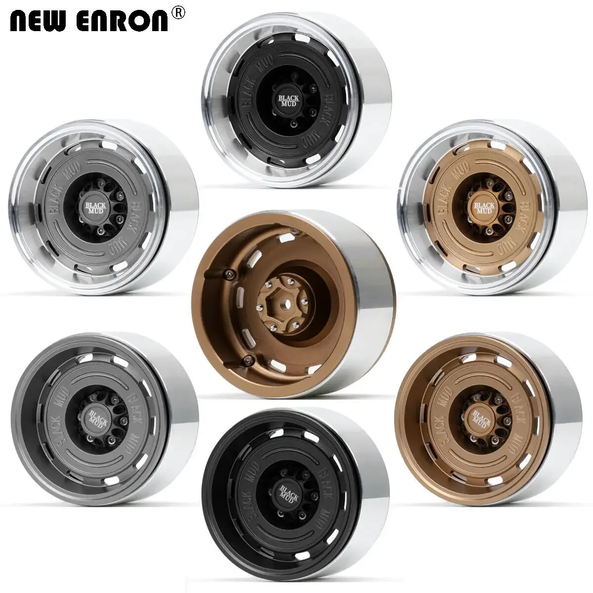 NEW ENRON CNC Aluminum 2.6 inch Beadlock 12MM/17MM Negative 7.5 Wheel Rim For RC Crawler tires Axial 1/10 1/7 1/8 MK07