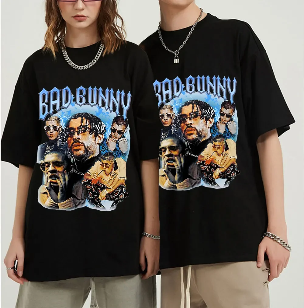 T-shirt manches courtes col rond femme, streetwear Harajuku, hip hop, graphique Bad Bunny, gothique, été