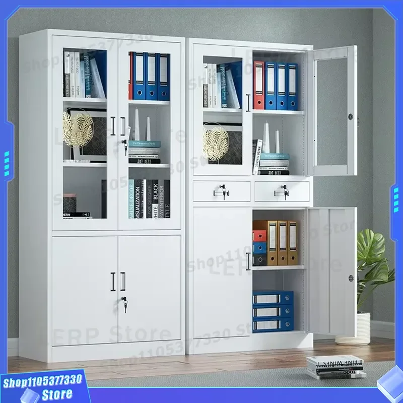 Thickened Steel Office Filing Cabinet with Glass Door and Lock Fireproof File Storage Drawer for Home Business Document
