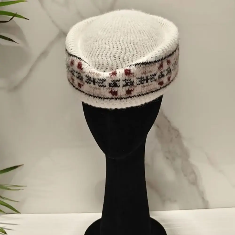 French Style Fair Isle Pattern Pillbox Hat Elegant Fedoras Fedora Hat Versatile Air Hostess Airline Stewardess Caps