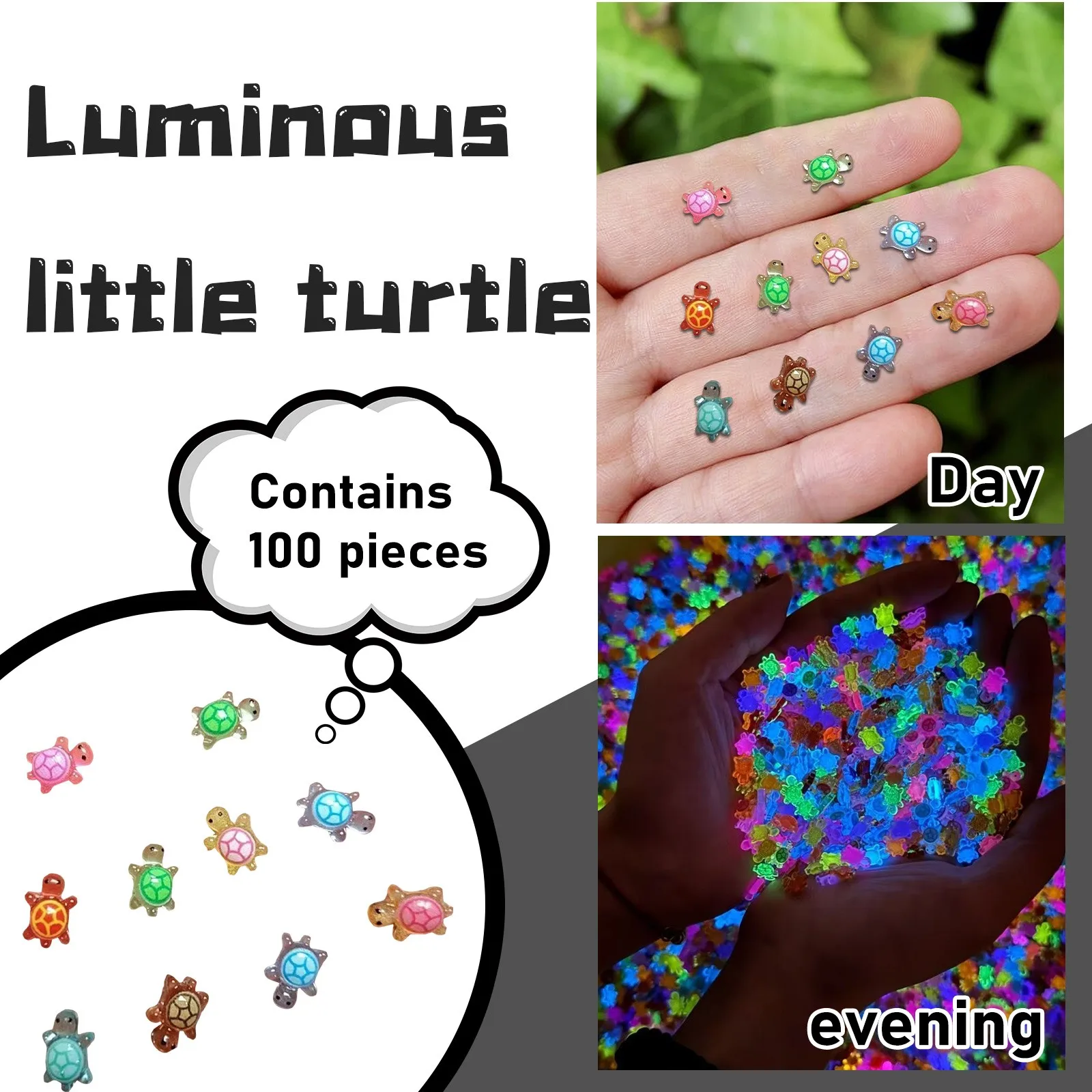 100/500 Pcs Glow In The Dark Resin Turtle Figurines Cute Miniatures For Fairy Garden Micro Landscape Dollhouse Decor Crafts
