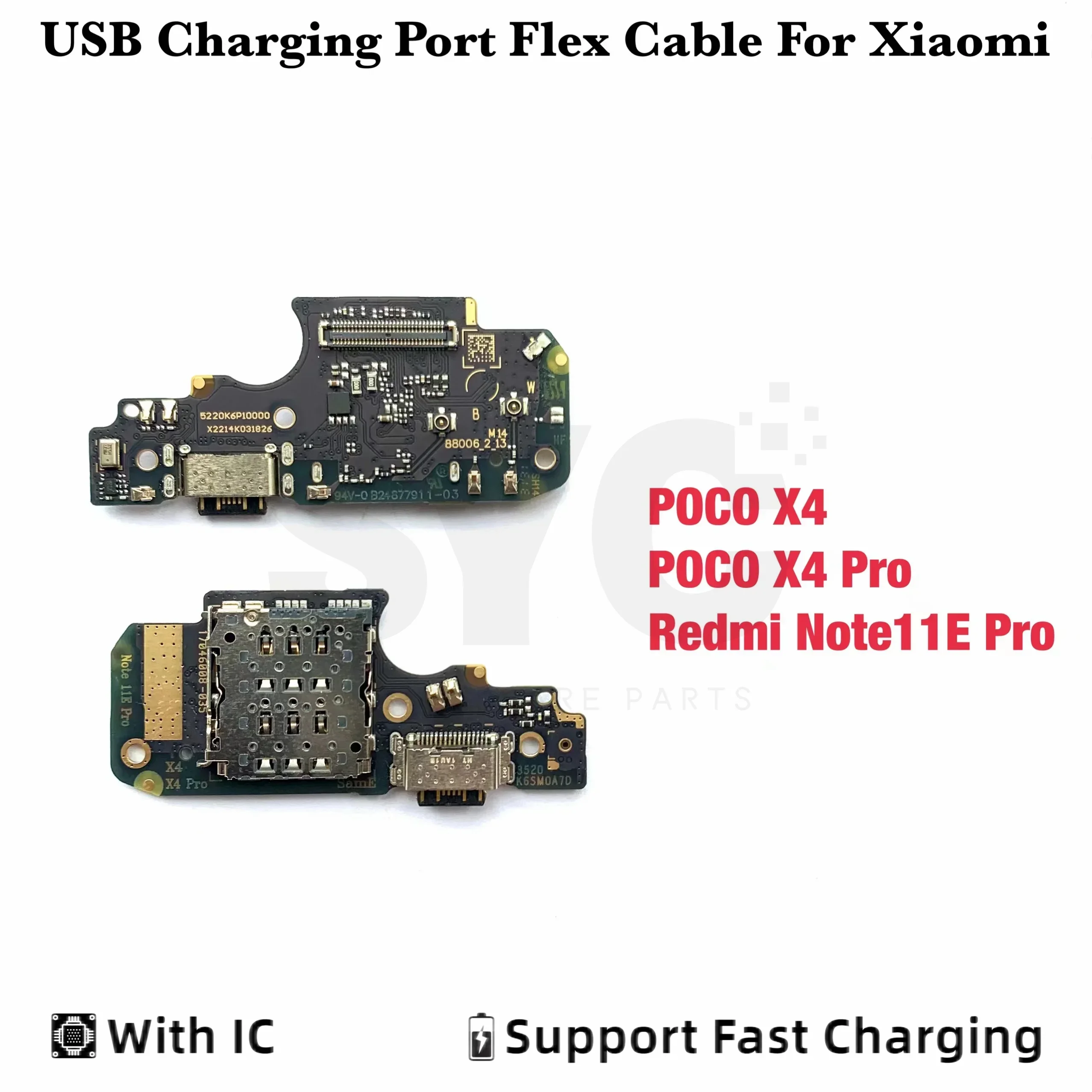 New USB Charging Port Charger Board Flex Cable For Xiaomi Poco X4 Pro Redmi Note 11E Pro Dock Plug Connector With Microphone