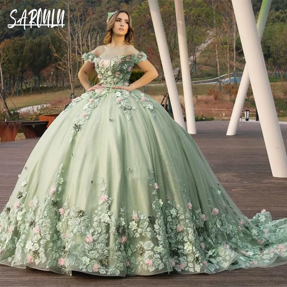 

Зеленое платье Quinceanera Sage Green, модное бальное платье с бисером на день рождения 15 16, милое свадебное платье со шнуровкой сзади, Vestidos De Novia