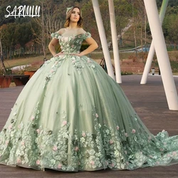 Sage Green Quinceanera Dress Fashion 15 16 Birthday Beaded Ball Gown Customized Sweet Lace Up Back Bridal Gown Vestidos De Novia