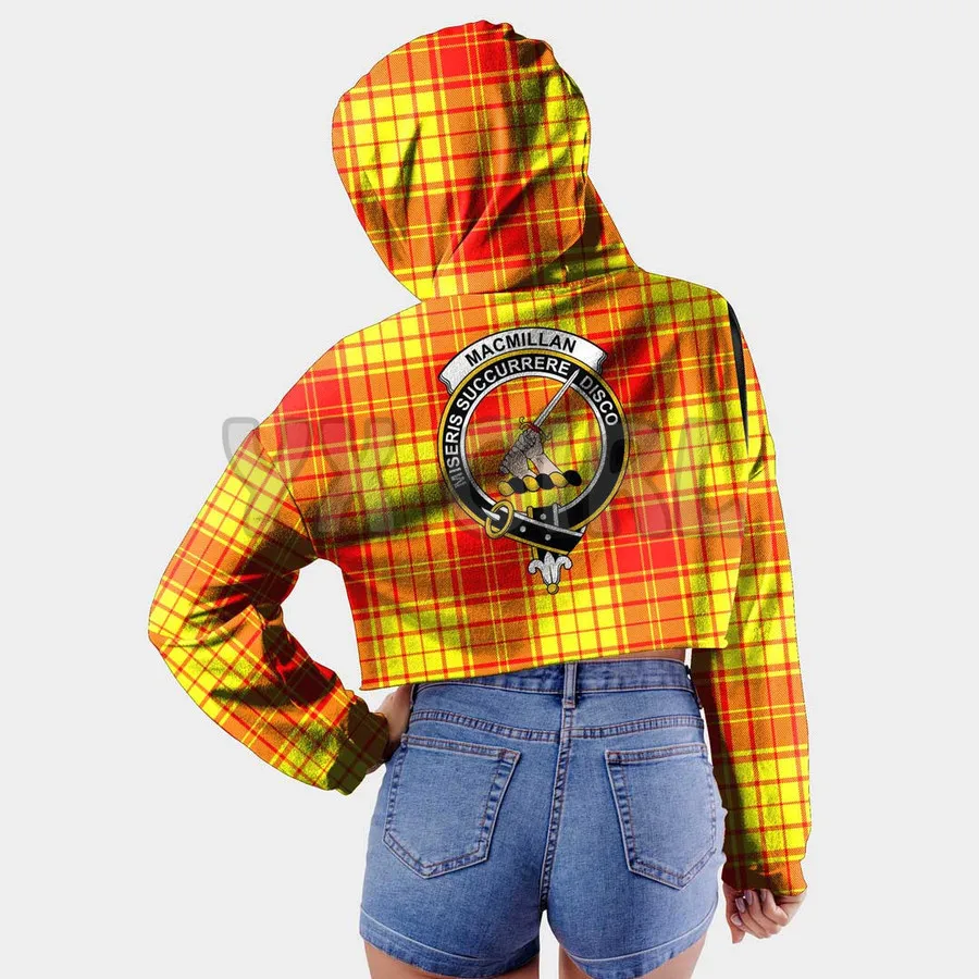 MacMillan Clan Clan Tartan Crest Croptop Hoodie3D Printed Women Hoodie Novelty Casual Long Sleeve Hooded Sexy Pullover Tracksuit