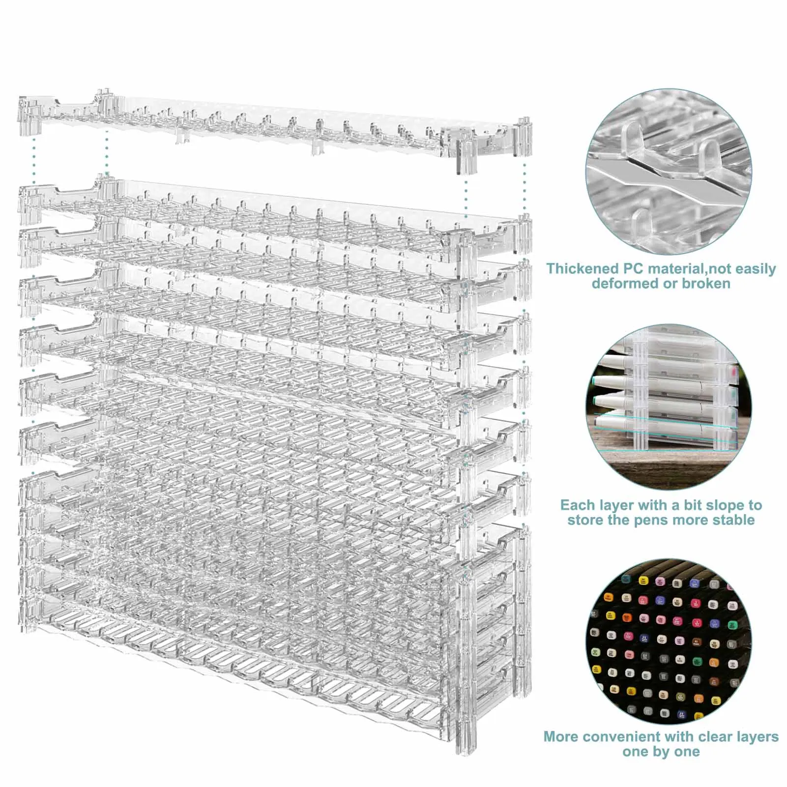 Evemodel 6 or 12 Layers Penholder Display Storage Pencil Rack for Marker Pens