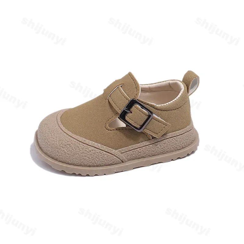 2025 New Boys Girls Casual Shoes Children Fashion Buckle Round-toe Britain Style Loafers Kids Unisex Shoes Baby First Walkers