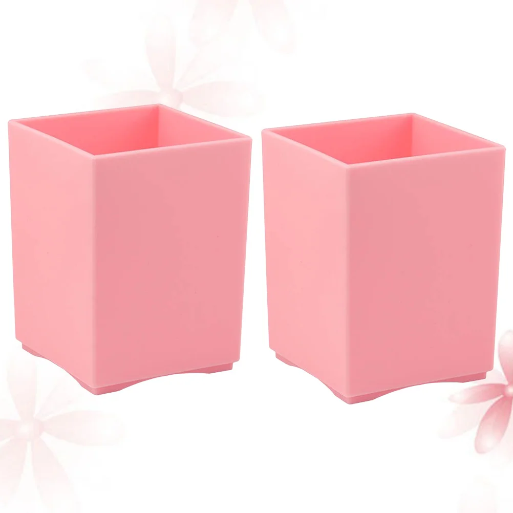 

2 Pcs Work Desk Stationery Organizer Desktop Pen Holder Pencil Case Pink Office