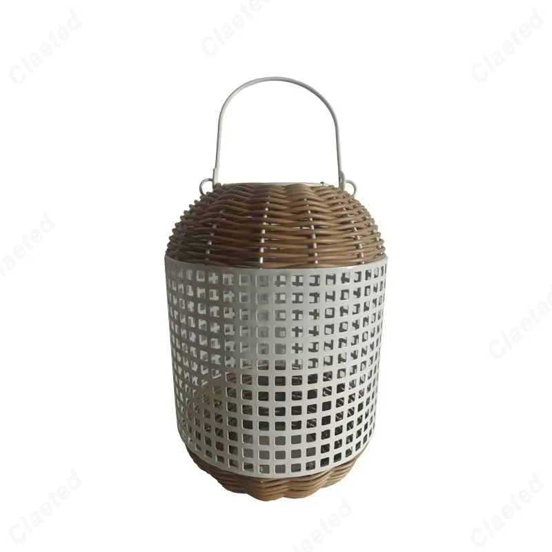 New LED Plaid Wrought Iron Solar Lamp Outdoor Waterproof Villa Courtyard Garden Lawn Decorative Rattan Lamp