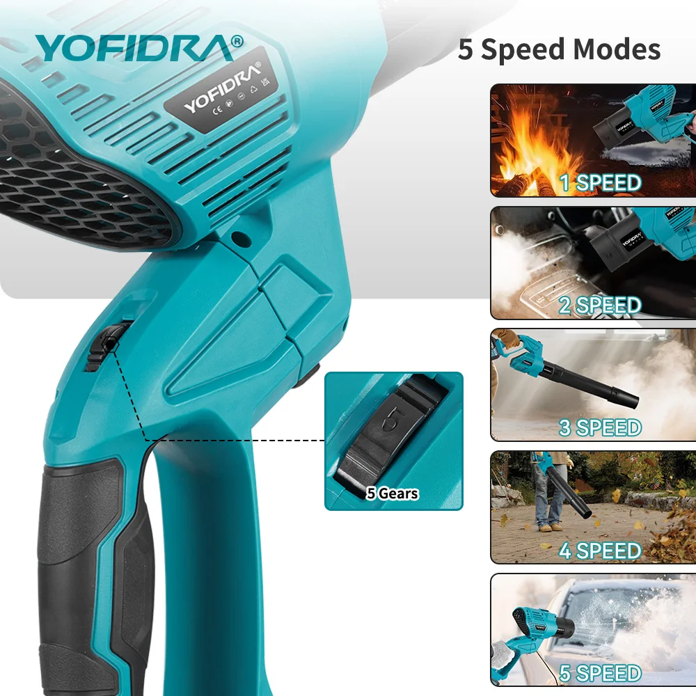 YOFIDRA 2 في 1 منفاخ مروحة تربو كهربائية بدون فرش يده منفاخ الهواء ورقة مجمع الغبار تنظيف أداة ل دبوس بطارية ماكيتا