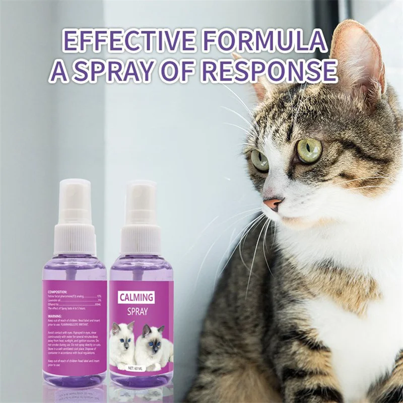 60ml Calming Spray Feline Anti Stress Pheromone Emotional Soothing Spray Health Cleaning Supplies For Cats