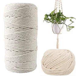 2-100M makrama bawełniana nić sznurkowa do ręcznie robionej naturalnej bawełny makrama lina DIY Craft Knitting dokonywanie wieszaki na rośliny zawieszki ścienne