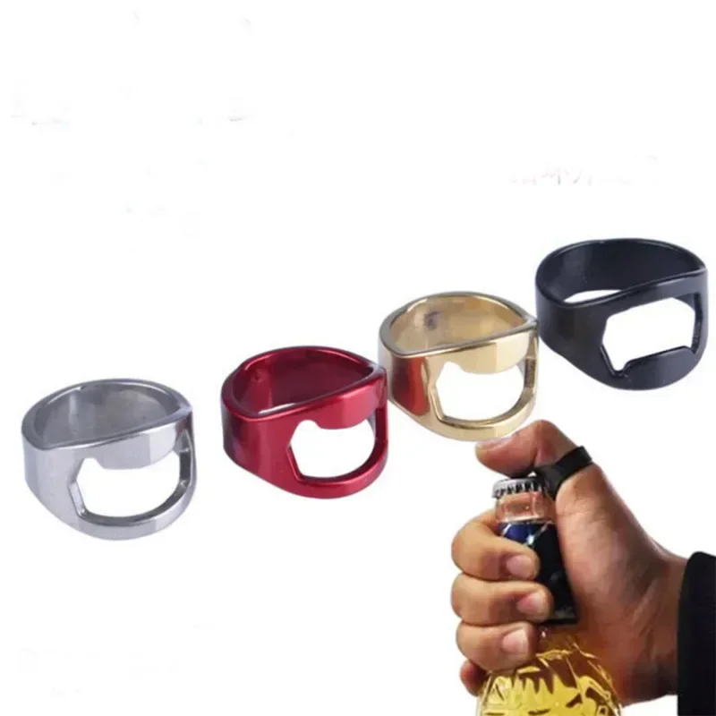 3Pcs Unique Beer Bottles Opener Portable Finger Ring Design Jars Lid Remover Stainless Steel Kitchen Tool Bar Supplies Gadgets