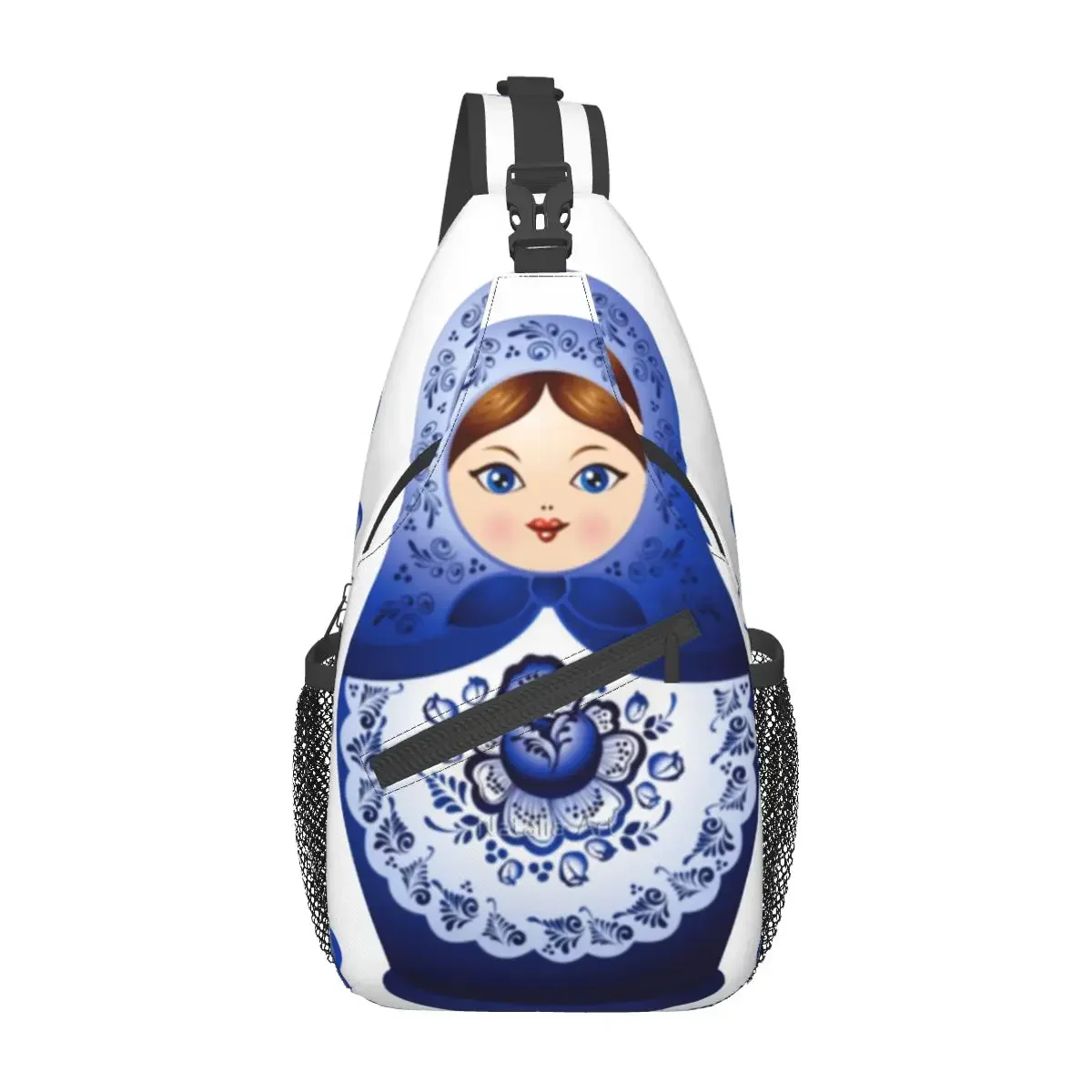 

Matryoshka Doll Russian Gzhel Crossbody Sling Bags Small Chest Bag Khokhloma Shoulder Backpack Daypack for Hiking Outdoor Travel