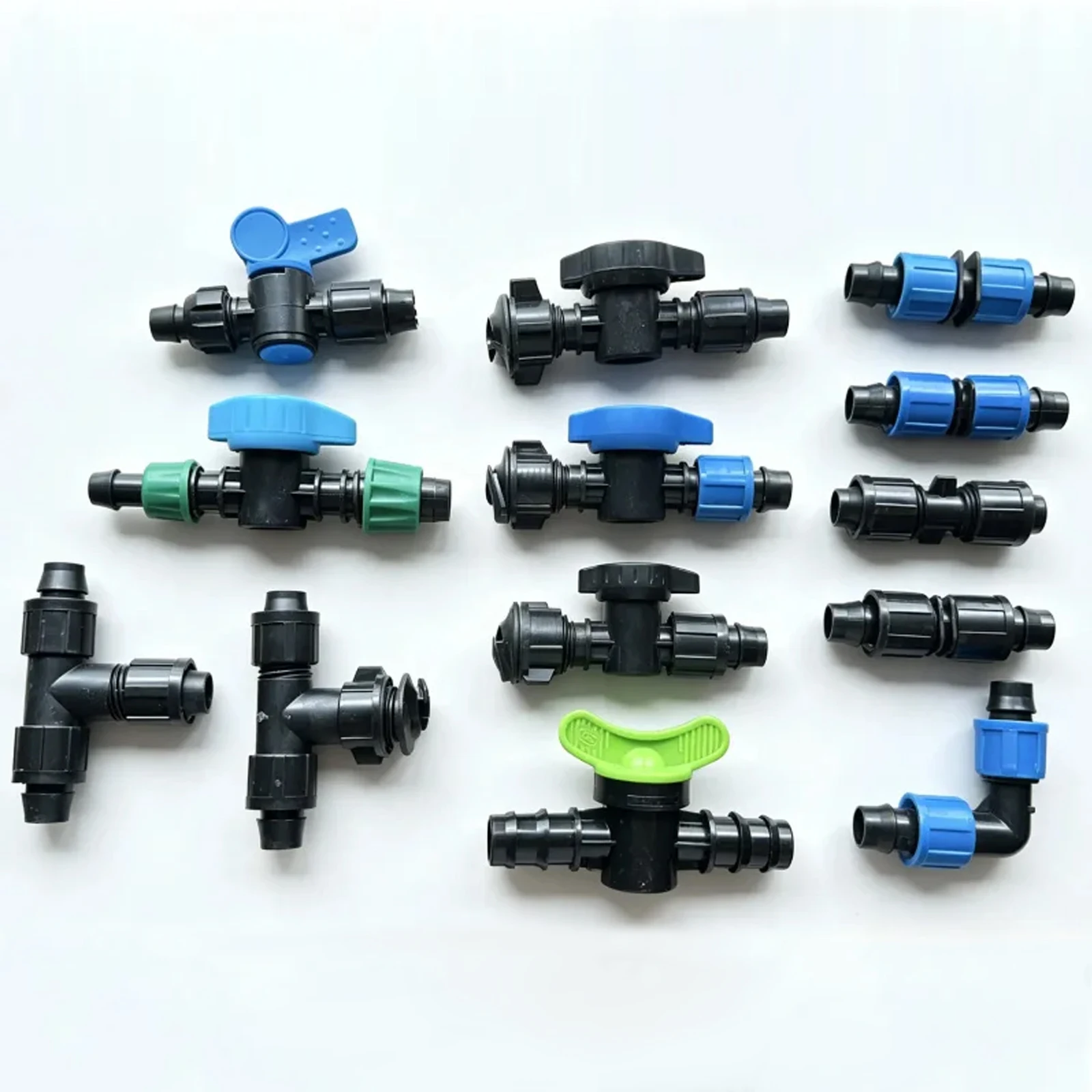 16mm Irrigation Drip Tape Connectors Tee Repair Elbow End Plug Tap Fittings Locked Hose Water Splitter Coupler
