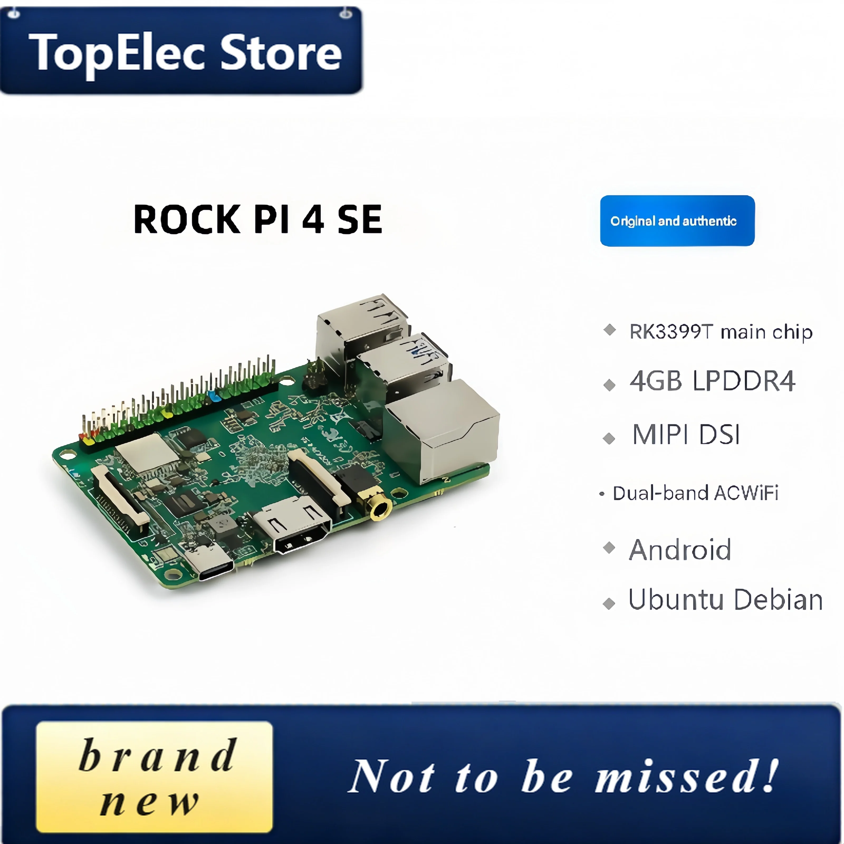 TopElec ROCK PI 4 SE development board 4GB RK3399 with wifi Bluetooth compatible with Raspberry Pi Ubuntu
