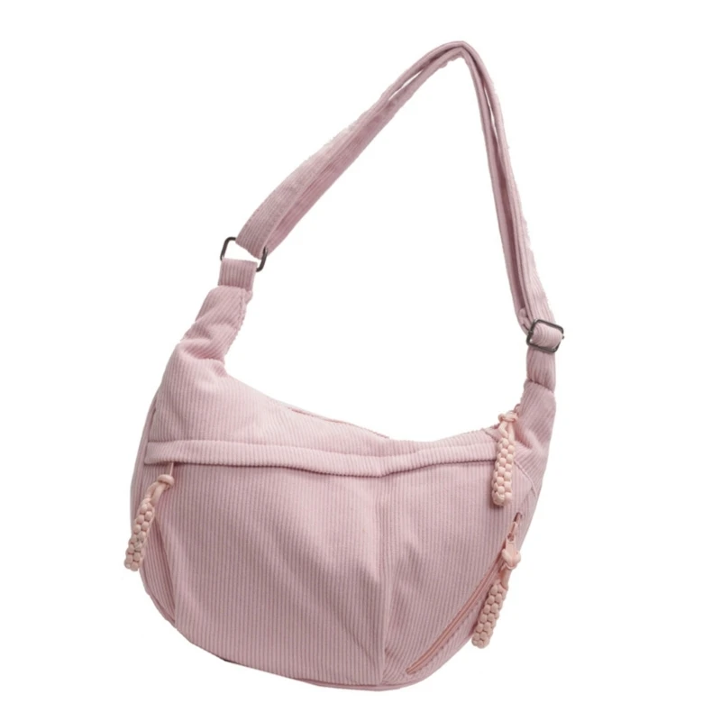 E74B Corduroy Crossbody Bag Casual Fashion Dumpling Shape Shoulder Bags for Daily Use Multiple Colors Available