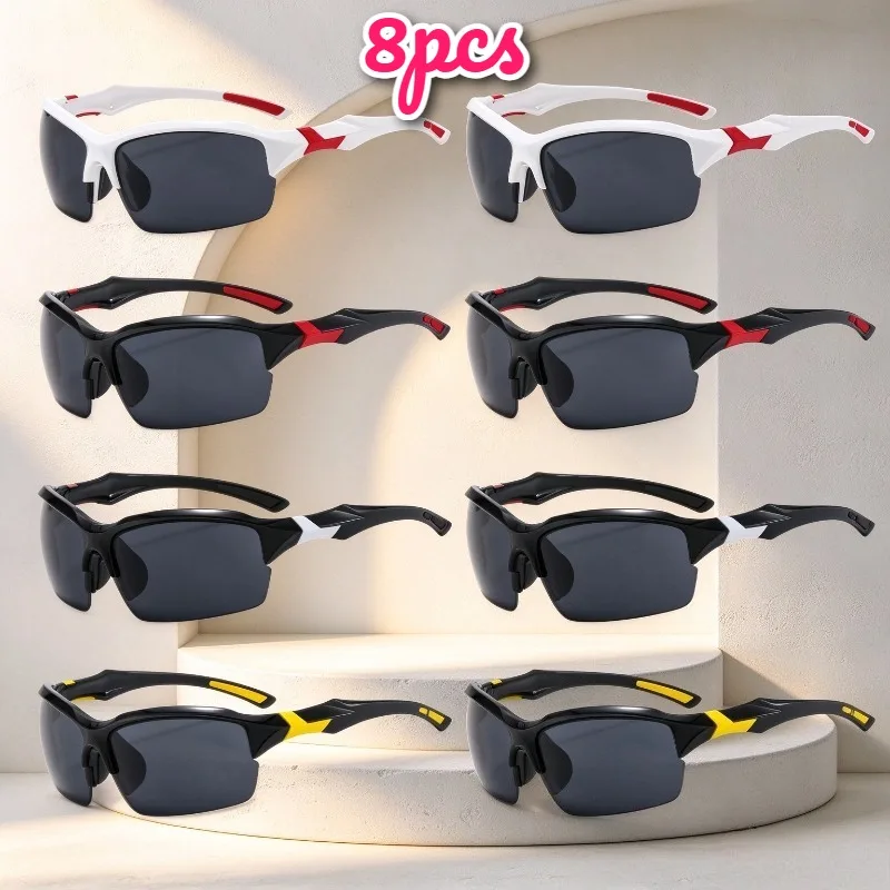 8pcs Men Women Outdoor Sports Sunglasses Practical Eyewear for Cycling, Running & Fishing
