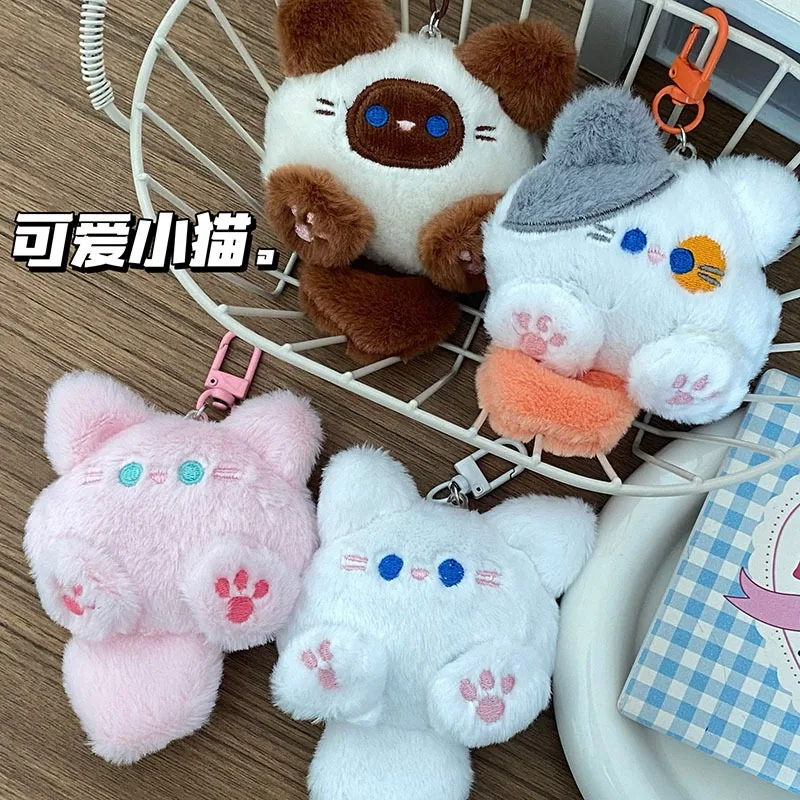 Cute Plush Long Tail Cat Keychain Pendant Soft Husband Doll Bag Hanging Accessories Best Friend Gift