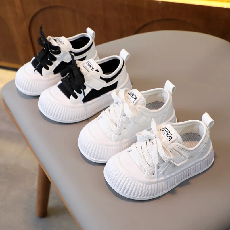 

Spring New Korean Version of Children's White Shoes Fashion Breathable Sneakers in Small Children Soft Bottom Shoes Board Shoes