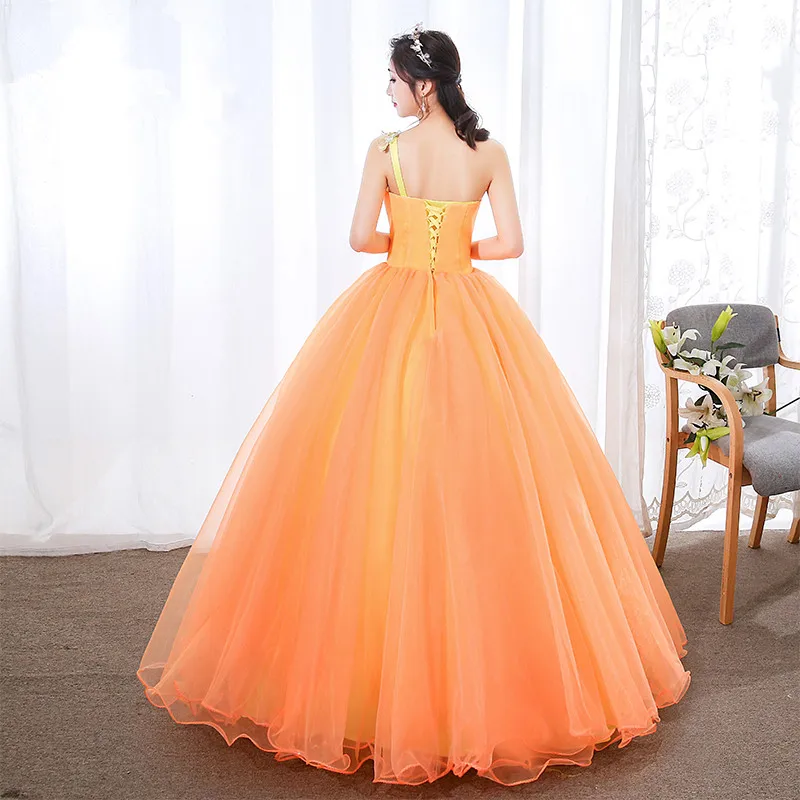 Ruthshen-Vestidos Elegantes De quinceañera, traje De fiesta De graduación, un hombro, azul real/naranja, novedad De 2023