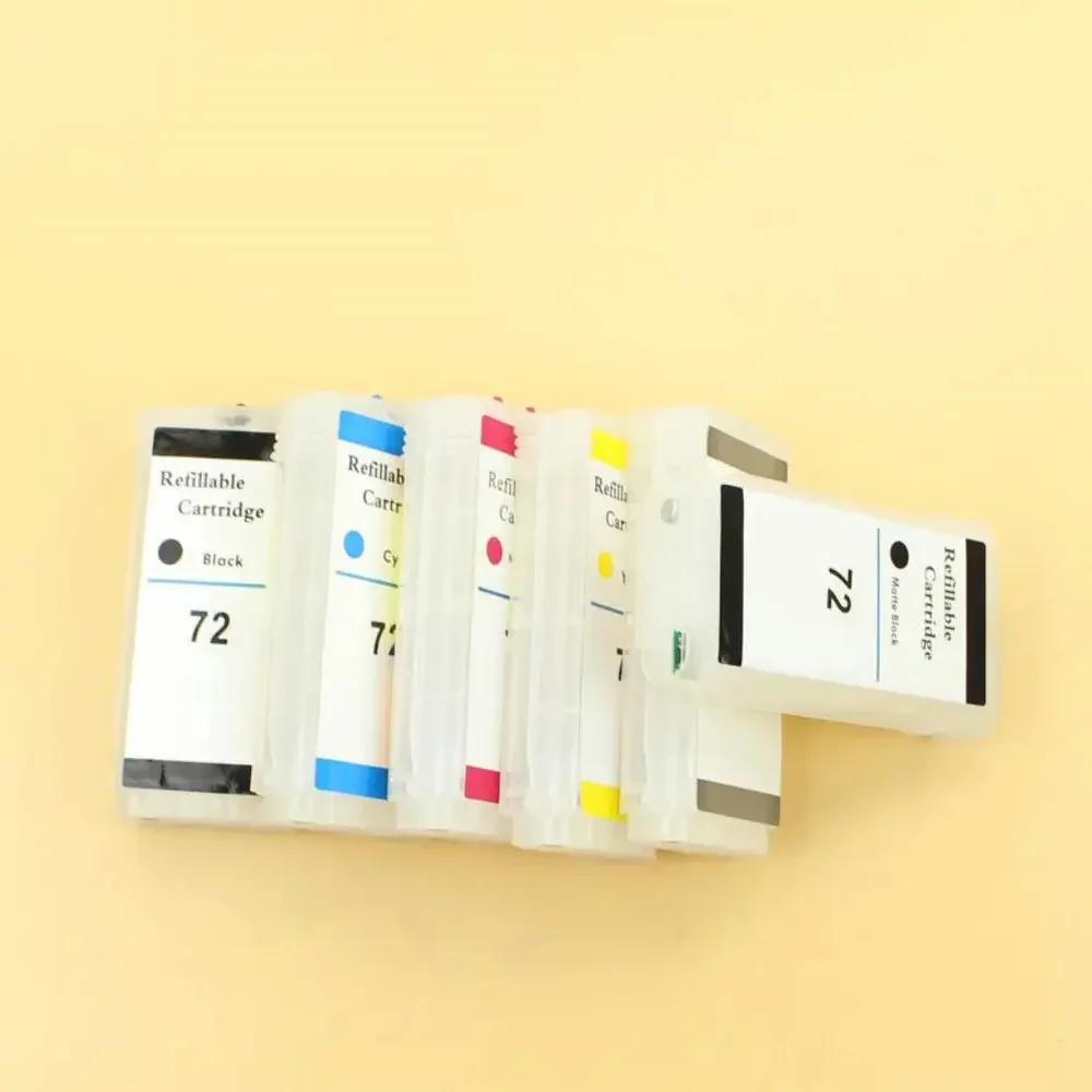 Cartucho de tinta vacío rellenado para impresora HP72, Kit de Chip permanente de reinicio automático para HP72 T1100 T1300 T2300 T1120 Designjet 130ML