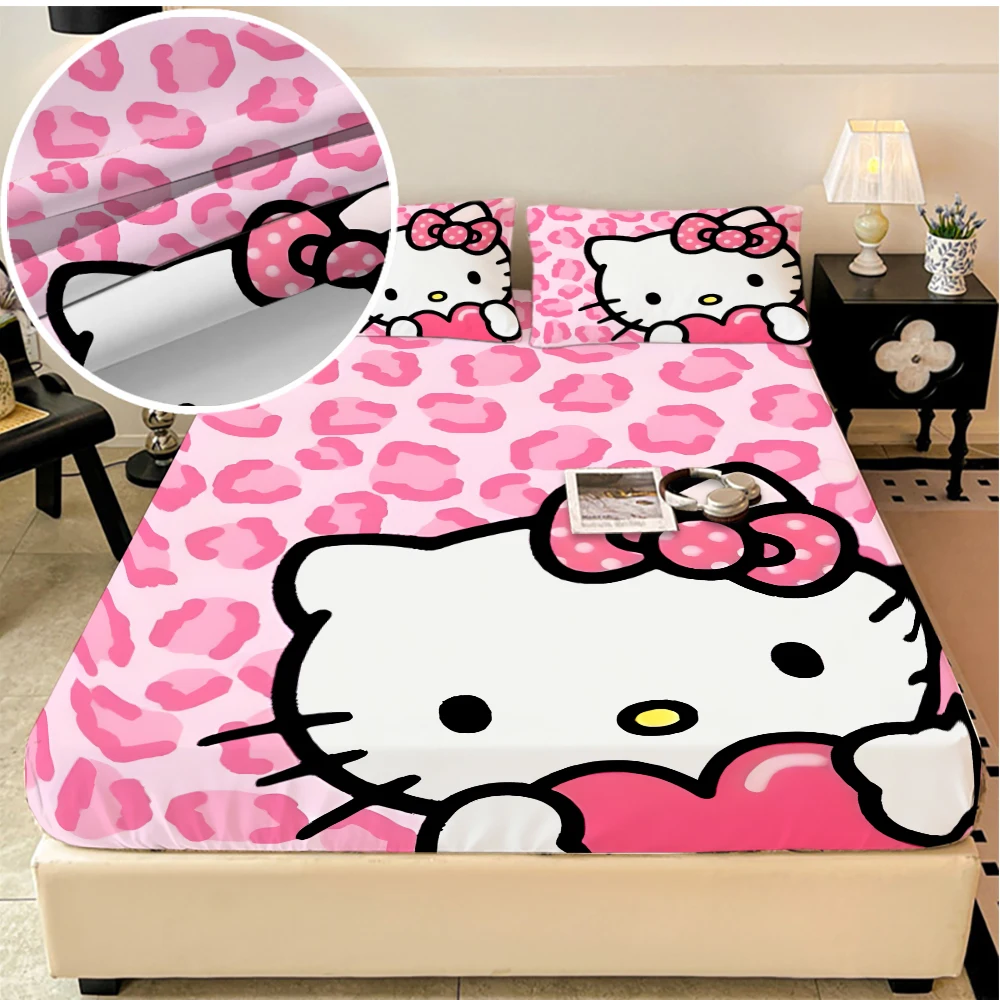 

Sanrio Hello Kitty elastic Bed Sheets, double bed sheets, Soft and warm velvet bedspreads, mattress covers, bed sheet protectors