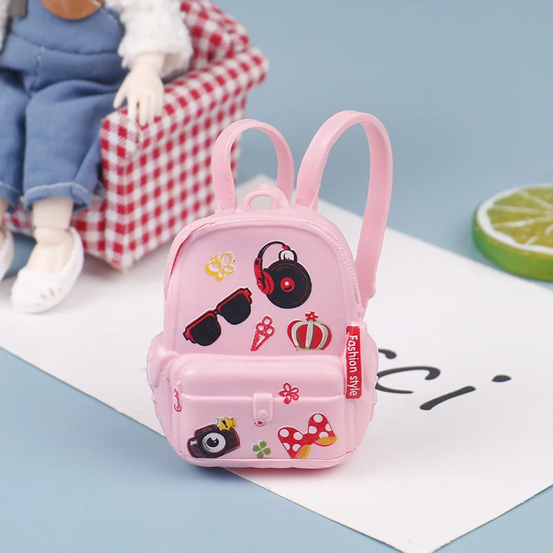 1Pc Poppenhuis Miniatuur PVC Schooltas Model Mini Simulatie Afneembare Intern Bevestigbare Speelgoed Rugzak Pop Accessoires