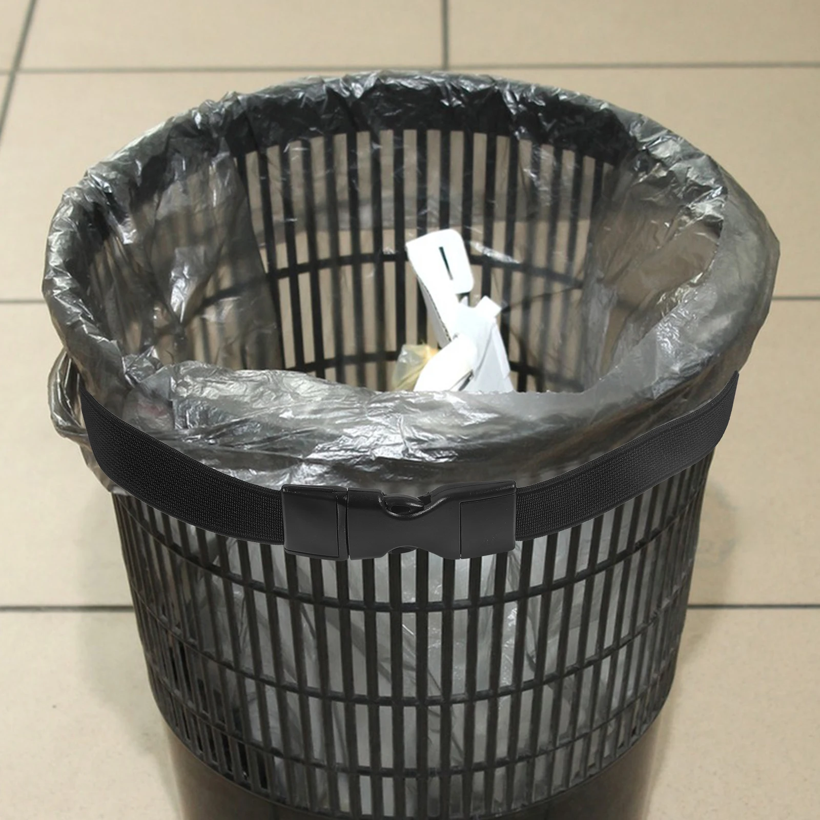 

3pcs Trash Can Clip Band Adjustable Garbage Bin Small Waste Elastic Rectangular Belt Fits Various Sizes Prevents Slipping