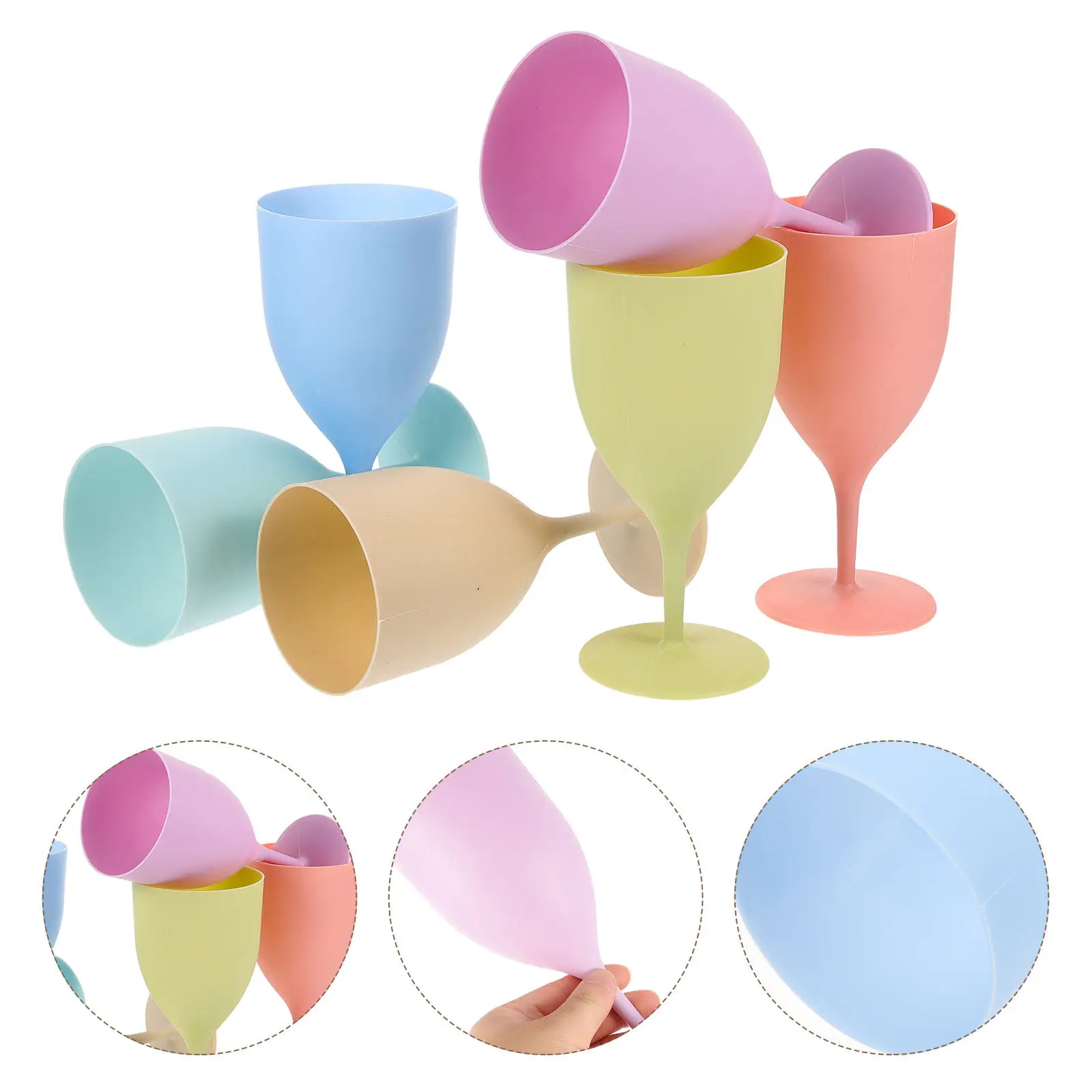 6Pcs Colorful Macaron Glasses Multi Use Cocktail Cups for Parties Weddings Bars Restaurants Juice Wine Server Set